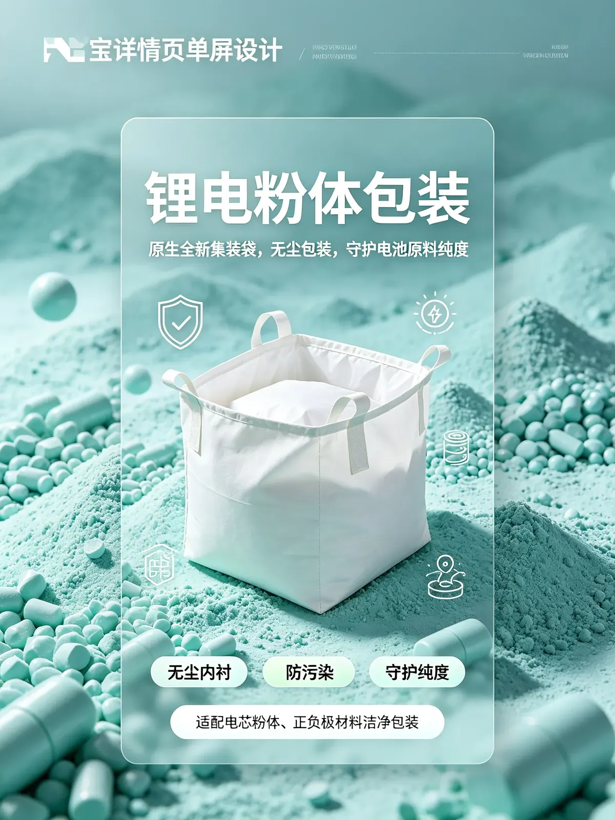 Clean liner ton bag for lithium battery cathode anode powder